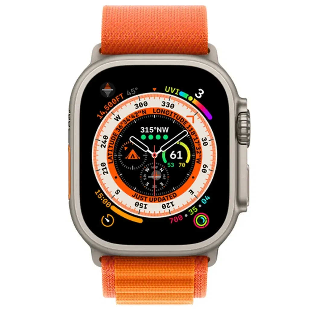 Apple Watch Ultra Gps + Cellular 49Mm Mit Nylon Armband Medium In Orange