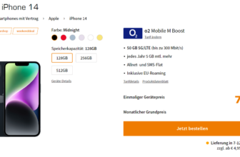 Apple iPhone 14 + o2 Mobile M Boost mit 50+ GB 5G