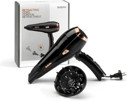 BaByliss DE Cord Keeper Haartrockner in schwarz rosegold