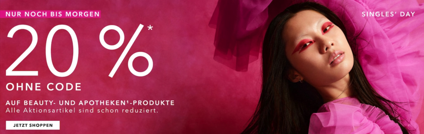 Douglas Singles Day: 20 % Direktrabatt auf alle Beauty und Apotheken-Produkte