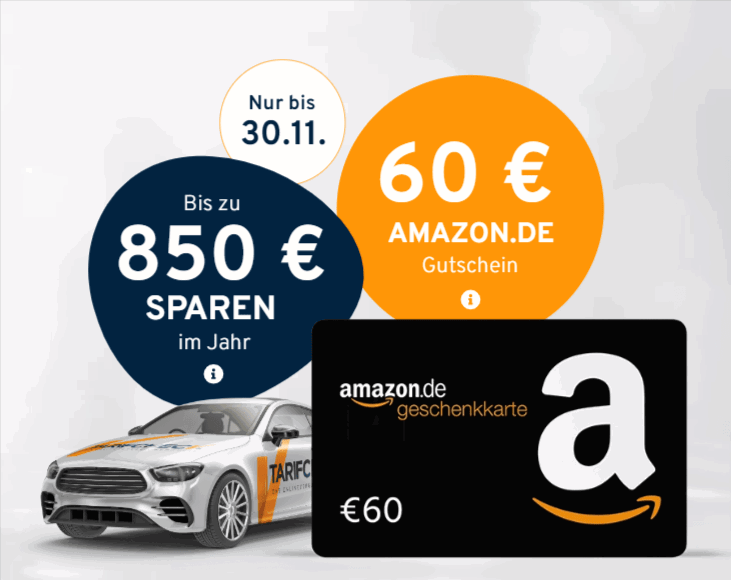 KFZ-Versicherungswechsel + 60 € Amazon Gutschein 🚗 über Tarifcheck