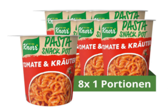 Knorr Pasta Snack Pot Tomate Kräuter leckere Instant Nudeln