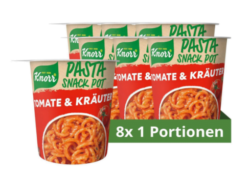 Knorr Pasta Snack Pot Tomate Kräuter leckere Instant Nudeln