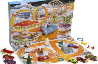 Mattel Hot Wheels Adventskalender ( Hot Wheels Spielzeugautos mit Feiertagsmotiven und diversem Zubehör mit Spielmatte, Geschenk & Spielzeug)