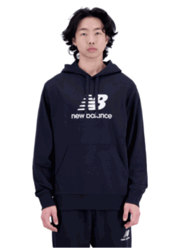 New Balance Hoodie Essentials Stacked Logo schwarz Fussball Shop