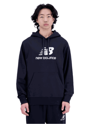 New Balance Hoodie Essentials Stacked Logo Schwarz Fussball Shop