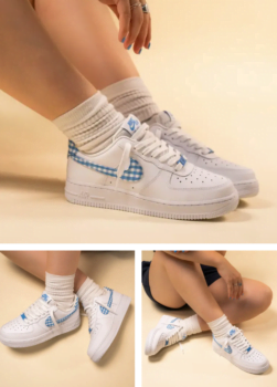 Nike WMNS Air Force Low Blue Gingham einhalb Sneaker Store