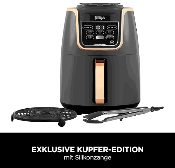 Ninja Air Fryer Max Heißluftfritteuse L Airfryer Mit Zange Familiengröße Antihaftbeschichtung Spülmaschinenfester Korb In Amazon Exklusiv Kupfer Schwarz Afeucp Amazon De Games