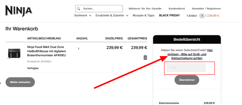 Ninja Kitchen Rabattcode einlösen