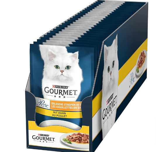 Purina Gourmet Perle Erlesene Streifen Katzenfutter Nass Mit Huhn Er Pack X G Amazon De Haustier