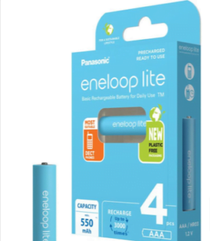 Panasonic eneloop lite AAA Micro wiederaufladbare Akkus Ready to Use er Pack min mAh Ladezyklen mit geringer Selbstentladung plastikfreier Verpackung Ni MH Akku Amazon de Elektronik Foto