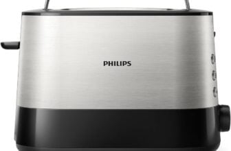 Philips Viva Collection Toaster – Toastschlitze, Stufen, Brötchenaufsatz, Auftaufunktion, Abschaltautomatik, Liftfunktion, schwarz