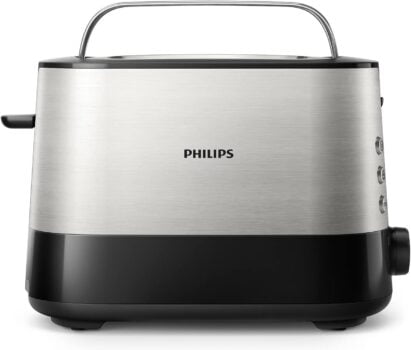 Philips Viva Collection Toaster – Toastschlitze, Stufen, Brötchenaufsatz, Auftaufunktion, Abschaltautomatik, Liftfunktion, schwarz