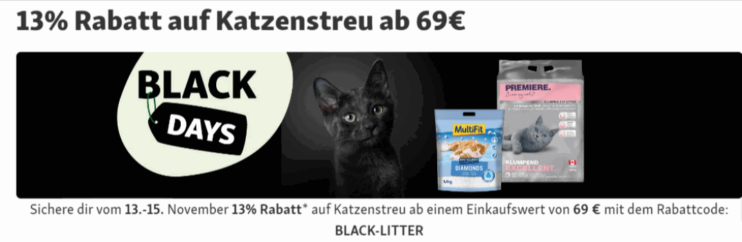 Rabatt auf Katzenstreu