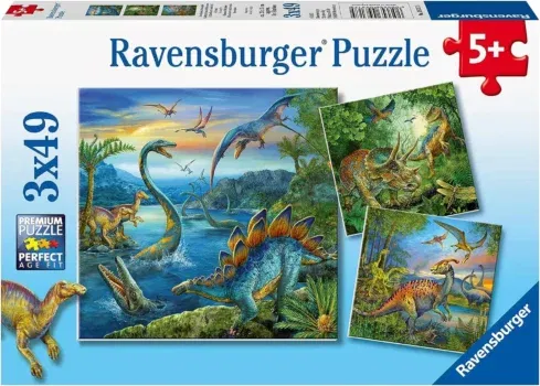 Ravensburger Kinderpuzzle - 09317 Faszination Dinosaurier - Puzzle (3x 49 Teile)