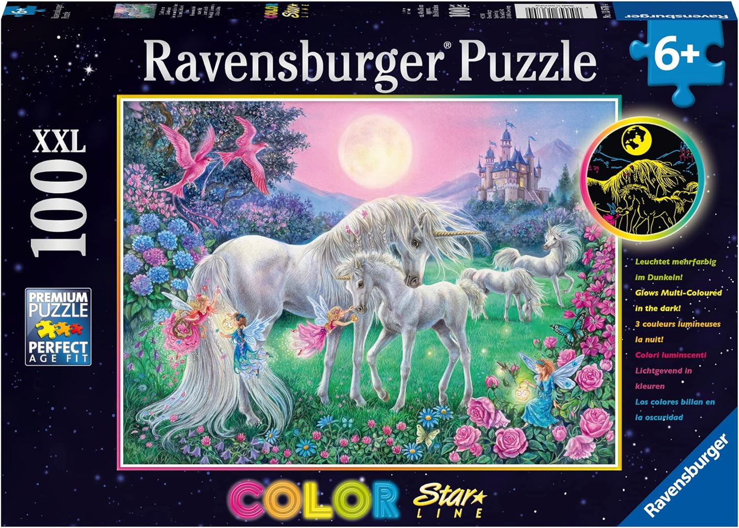 Ravensburger Kinderpuzzle Einhörner Im Mondschein Einhorn Leuchtpuzzle (Leuchtet Im Dunkeln)