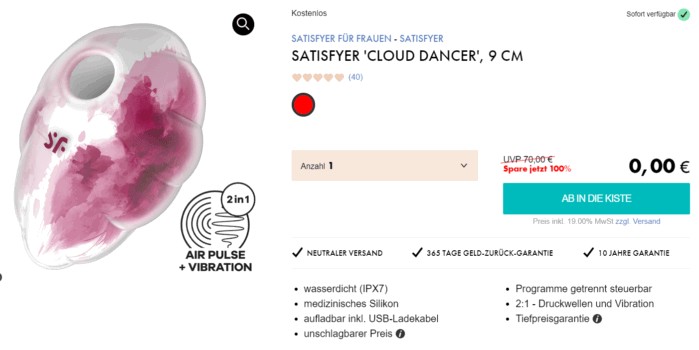 Satisfyer Cloud Dancer Druckwellenvibrator