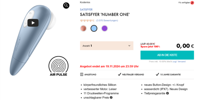 Satisfyer Number One Druckwellenvibrator