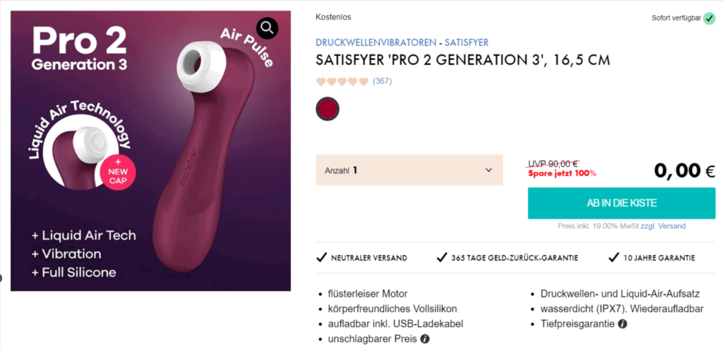 Satisfyer Pro 2 3. Generation Druckwellenvibrator