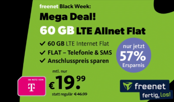 Telekom Netz GB freenet Telekom LTE Tarif für € Monat mit Mbit s VoLTE WLAN Call Allnet SMS Flat € AG