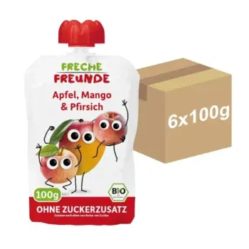 FRECHE FREUNDE Bio Quetschie Apfel, Mango & Pfirsich 6er Pack für 4,33€ inkl. Versand statt 5,94€