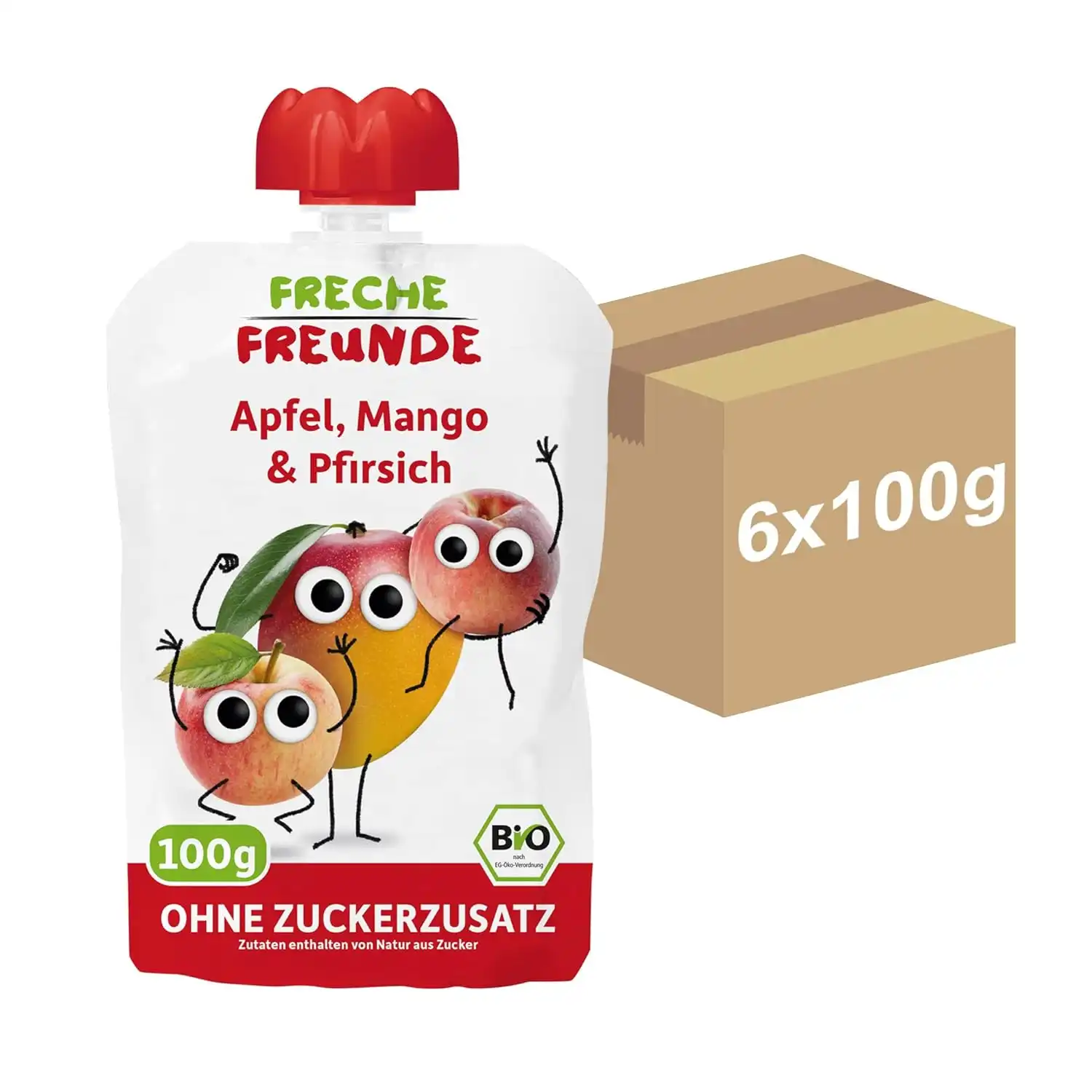FRECHE FREUNDE Bio Quetschie Apfel, Mango & Pfirsich 6er Pack ab 4,33 € inkl. Prime-Versand statt 5,94€