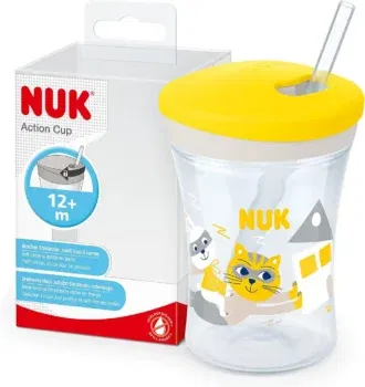 NUK Kunststoff Action Cup Trinkbecher Kinder, Katze (Gelb), für 5,19€ statt 9,14€ 🐱