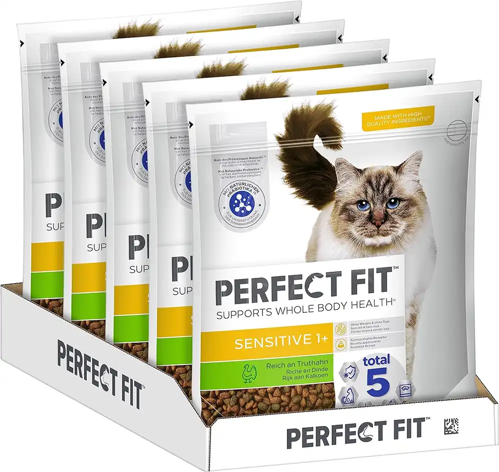 PERFECT FIT Adult Trockenfutter für erwachsene, sensitive Katzen – Truthahn (5 Beutel x 1,4 kg) ab 20,20 € inkl. Prime-Versand statt 31,95€ 🐾