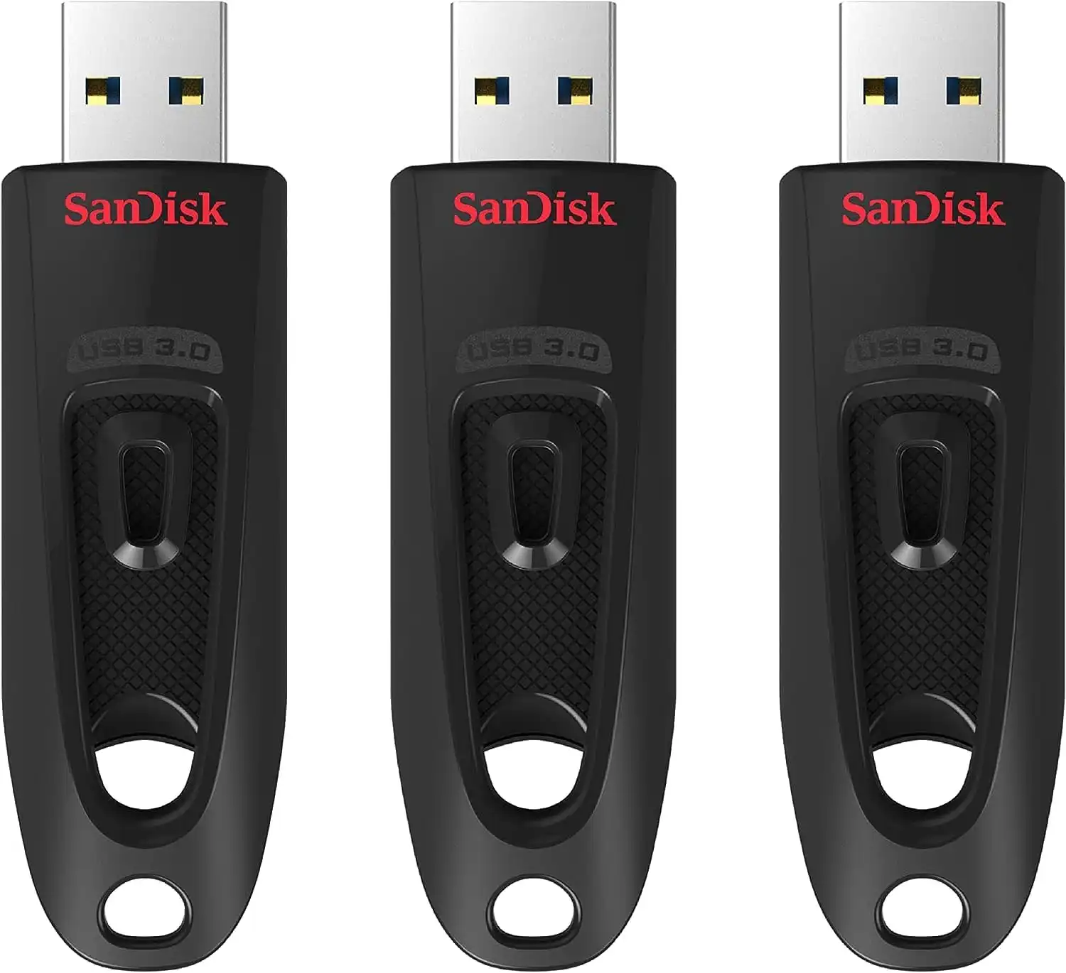 3er Pack SanDisk Ultra USB 3.0 Flash-Laufwerk 64 GB Schwarz für 16,99 € inkl. Prime-Versand statt 31,31 €