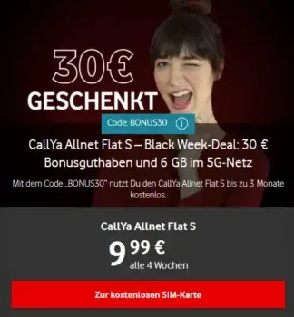 Vodafone CallYa Allnet Flat S: 3 Monate kostenlos