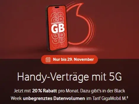 Vodafone GigaMobil M: Unbegrenztes Datenvolumen ab 29,99€