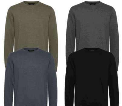 11-PROJECT-Garrett-CrewNeck-Herren-Freizeit-Pullover-melierter-Sweater-21300786-ME-Grau-Grün-Blau-oder-Schwarz