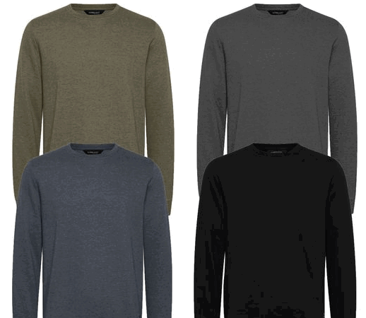 11-Project-Garrett-Crewneck-Herren-Freizeit-Pullover-Melierter-Sweater-21300786-Me-Grau-Grün-Blau-Oder-Schwarz