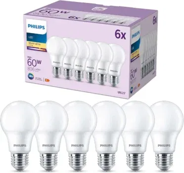 Philips Classic LED E27 Lampe, 60W, matt, warmweiß, nicht dimmbar, 6er Pack für 11,99 € inkl. Prime-Versand statt 17,64 €