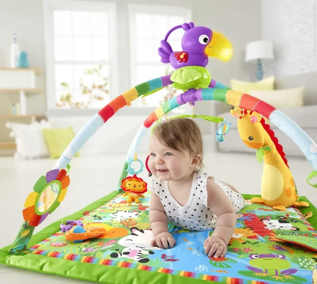 Fisher-Price Rainforest Erlebnisdecke Baby (Krabbeldecke Mit Spielbogen)