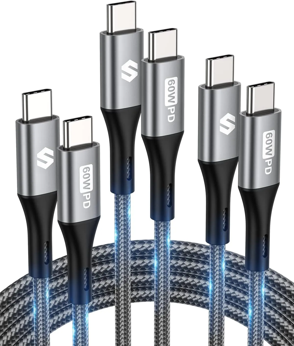 USB C auf USB C Kabel 3er-Pack (0,5M + 1M + 2M), für 4,58 € inkl. Prime-Versand