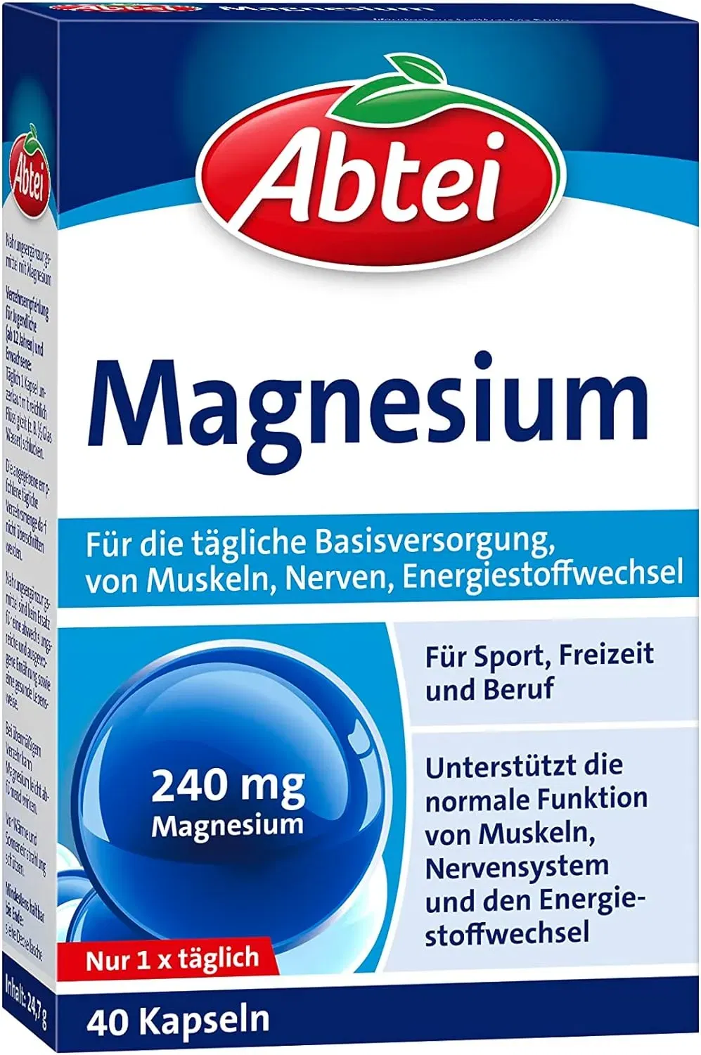 Abtei Magnesium Kapseln 240 Mg – Der Tägliche Energiekick Für 2,37 € Inkl. Prime-Versand Statt 2,99 €