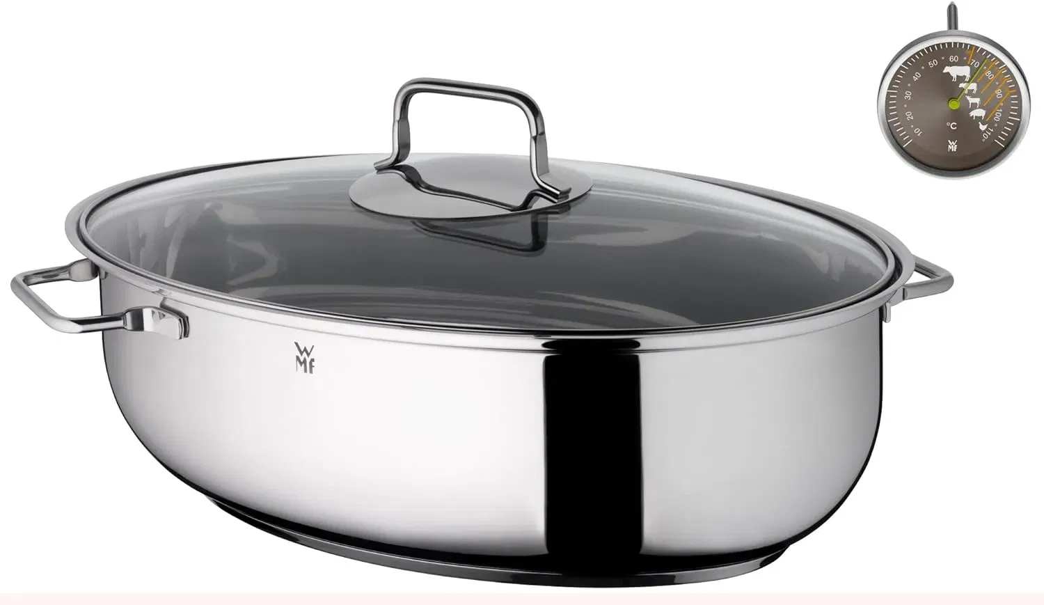WMF Bräter mit Deckel + Bratenthermometer für 99,99 € inkl. Prime-Versand statt (144,90 €)