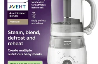 Philips Avent 4-in-1 Babynahrungszubereiter mit Verpackung und Bedienknopf