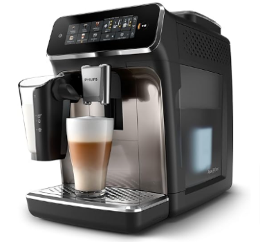 Amazon-de-Philips-3300-Series-Vollautomatische-Espressomaschine-6-Getränke-Modernes-Farb-Touchscreen-Display-LatteGo-Milchsystem-SilentBrew-100-Keramikmahlwerk-AquaClean-Filter-Schwarzchrom-EP3347-90-