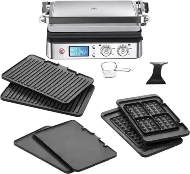 Braun Multigrill 9 CG 9047 Kontaktgrill mit spülmaschinenfesten Grill-, Flach- und Waffelplatten