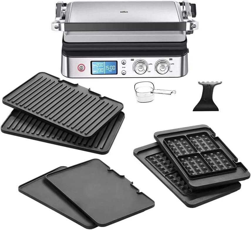 Braun Multigrill 9 Cg 9047 Kontaktgrill Mit Spülmaschinenfesten Grill-, Flach- Und Waffelplatten