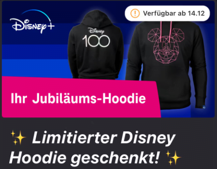 Gratis Limitierter Disney Hoodie Telekom