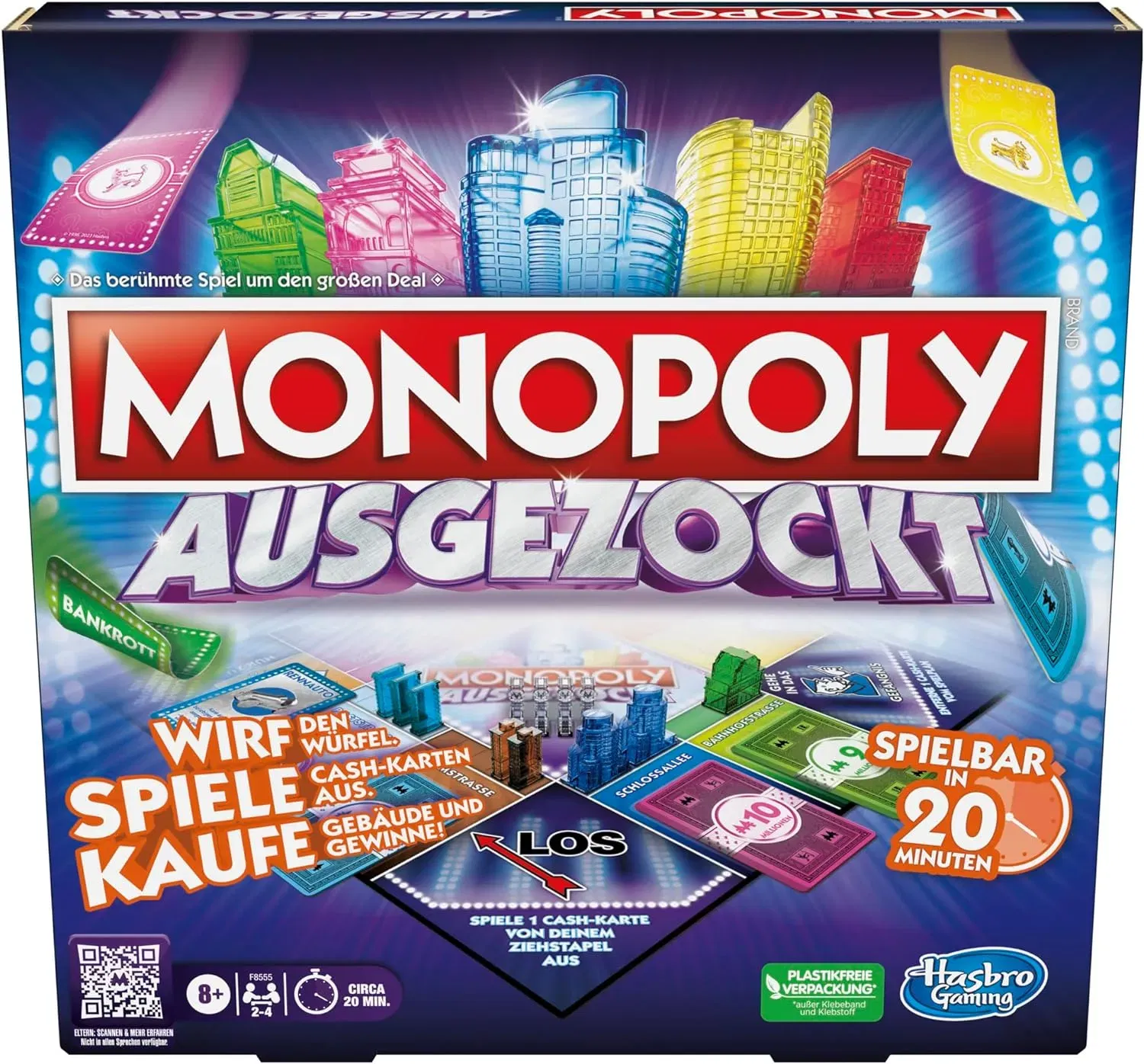 Monopoly Ausgezockt Brettspiel – schnelles Monopoly Familien-Spiel (für 2-4 Spieler) für 13,39 € inkl. Prime-Versand (statt 18,91 €)