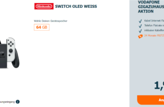 Nintendo Switch OLED + 24 Monate FRITZ!BOX 6660 + Vodafone GigaZuhause 250 Kabel