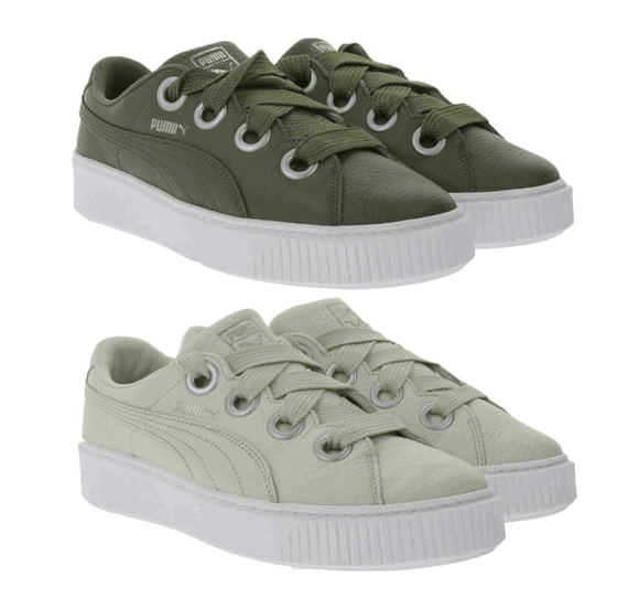 Puma-Platform-Kiss-Lea-Damen-Sneaker-Plateau-Schuhe-Mit-Echt-Leder-Low-Top-Sneaker-Braun-Dunkelgrün-Oder-Beige-Weiß