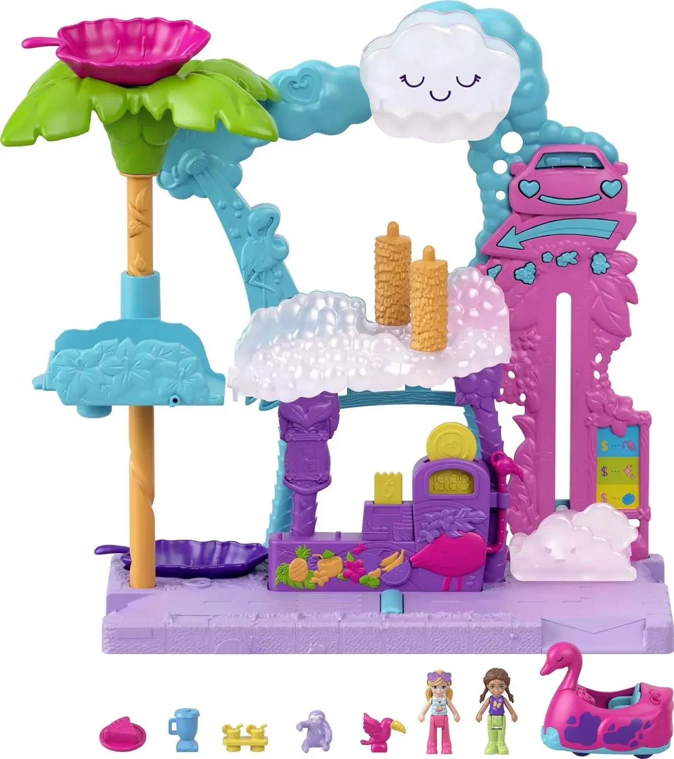 Polly Pocket Pollyville Flamingo-Spaß Autowaschanlage Spielset