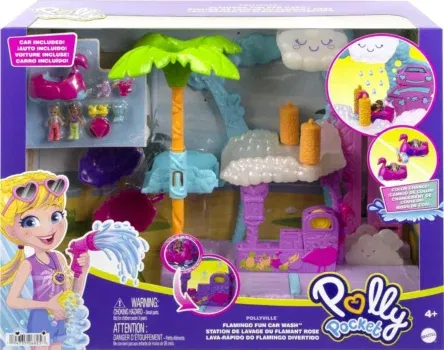 Polly Pocket Pollyville Flamingo-Spaß Autowaschanlage Spielset