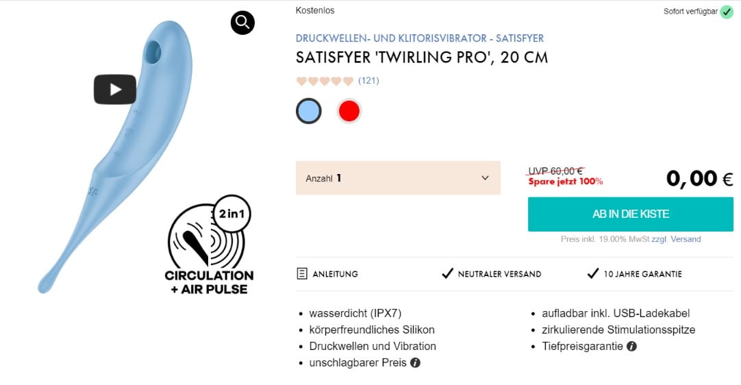 Satisfyer Twirling Pro Connect App Bluetooth Druckwellen- Und Klitorisvibrator