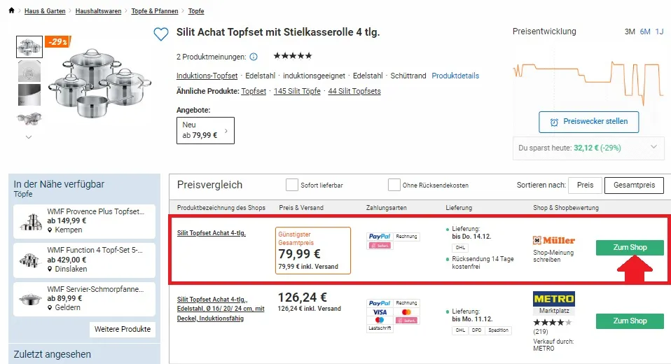 Silit Achat Topfset Mit Stielkasserolle Idealo